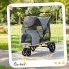 3 Wheel Pet Stroller with Easy One-Click Quick Fold, Mesh Window, Washable Cushion, for Medium Dogs, Gray