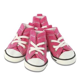 Pet Shoes Denim Canvas Breathable And Comfortable (Option: Denim Shoes Pink-No 5)