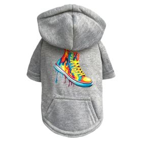 Graffiti Pup Hoodie (Color: Grey, size: XXS)