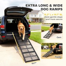 PawHut Dog Car Ramp,  Extra Long And Wide, Non-Slip Surface, Folding Portable Pet Ramp For Large, Small & Senior Dogs (Option: Black)