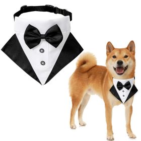 wedding suit dog collar pet saliva towel dog wedding triangle scarf (Color: Red and black triangle scarf collar set, size: m)