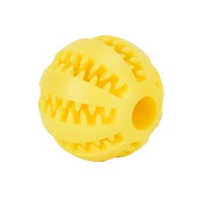 Dog Squeaky Ball Toy; Pet Chew Toy For Dog; Tooth Cleaning Ball Bite Resistant Pet Supplies (Color: Yellow, size: 2.0Inch)