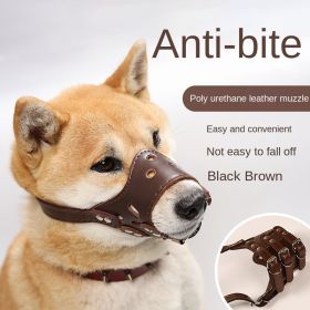 Dog mouth mask; anti-barking; anti-bite; dog mouth cover; puppy medium and large dogs; small dog masks; teddy golden retriever barker (colour: Brown mouthpiece, size: m)